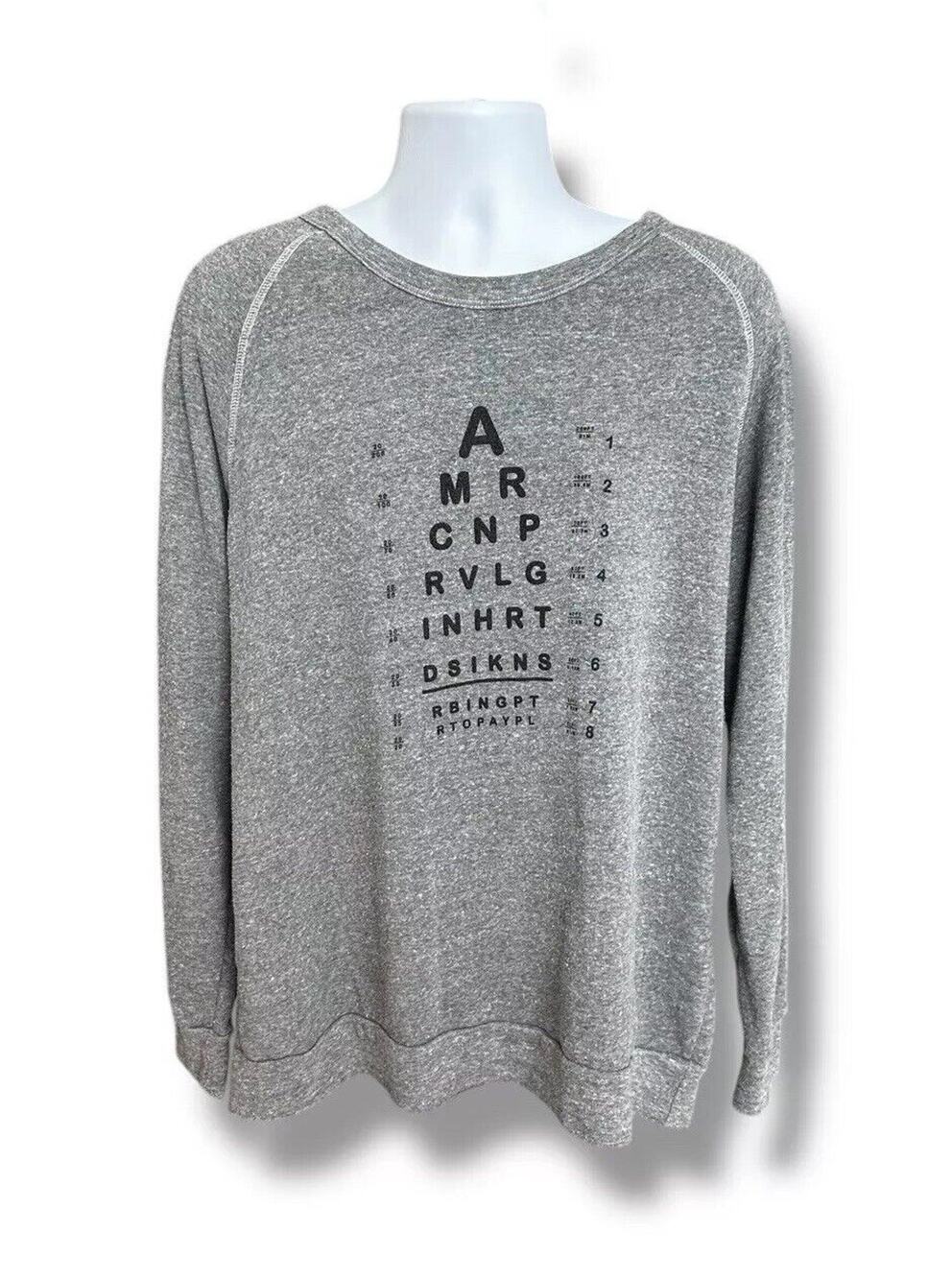 Allen Stone American Privilege Eye Chart Graphic Crewneck Sweatshirt 2XL